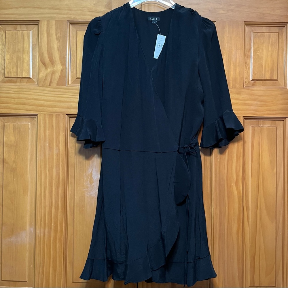 Loft Black Wrap Romper Size 8 NWT
